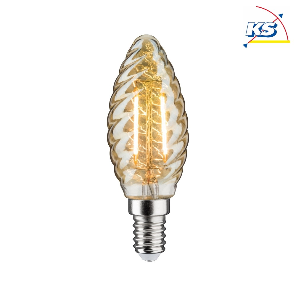 Mobiliseren Verzadigen Verschrikkelijk LED Filament Candle Lamp turned, 230V, E14, 4.7W 2500K 430lm, gold glass  clear, dimmable - Paulmann