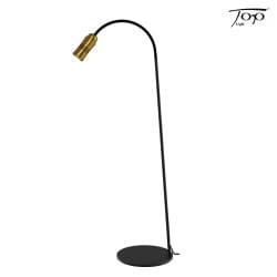 Luminaria de pedestal NEO! FLOOR (LV) con brazo flexible, enfocable IP20, latn, negro mate regulable