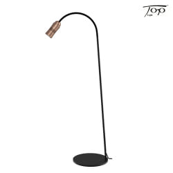 Luminaria de pedestal NEO! FLOOR (LV) con brazo flexible, enfocable IP20, color cobre, negro mate regulable